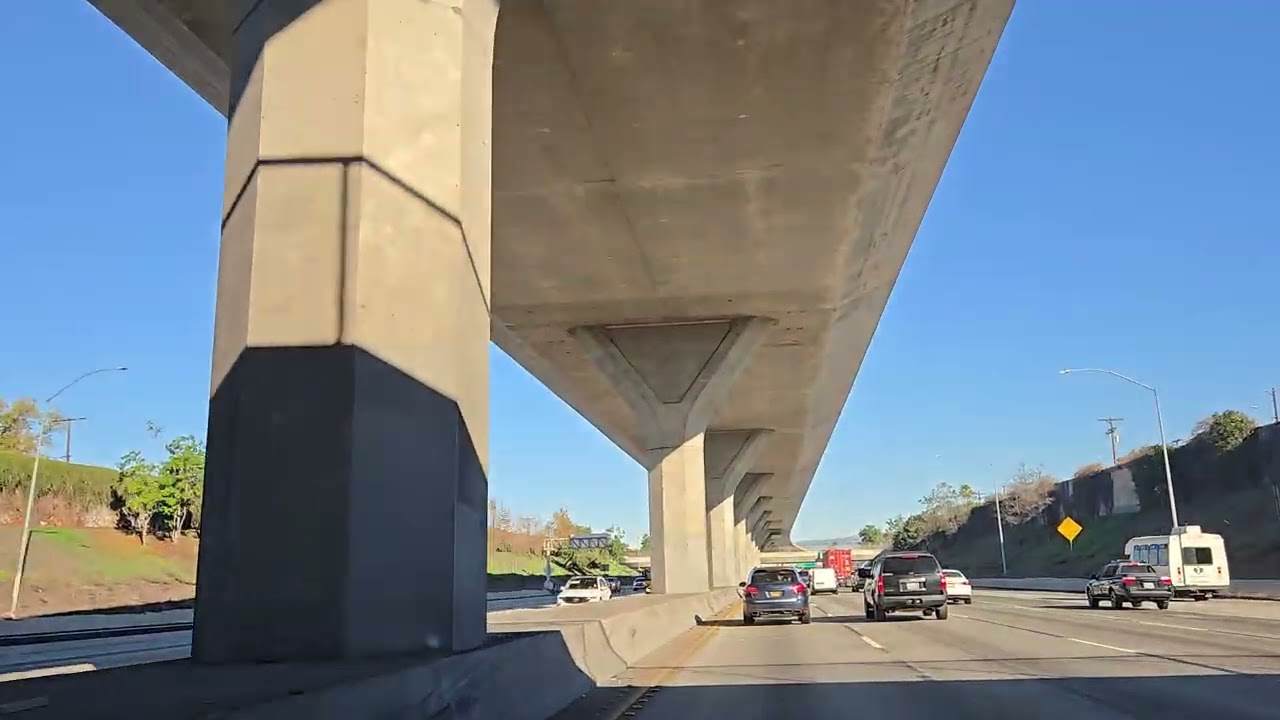 Los Angeles Freeway Drive | 110N to 5N California Highway Journey