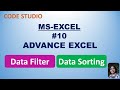 MS Excel in Hindi # 10-Advance Excel | Data Filter & Data Sorting | Practical demonstration