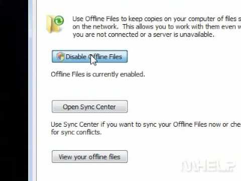 Disable Offline Files Sync Windows Xp