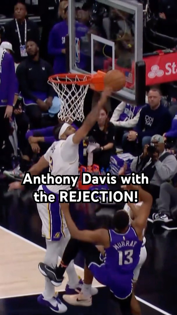 Davis with the BLOCK, LeBron with the AND-1 ?