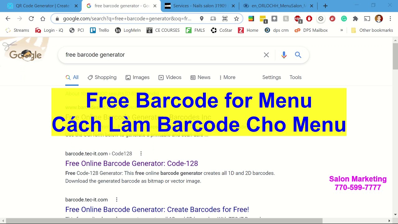 Outline Video Free Menu Barcode For Salons Vietnamese