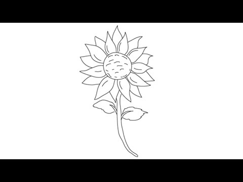 How to draw a Sunflower - Easy step-by-step drawing lessons for kids