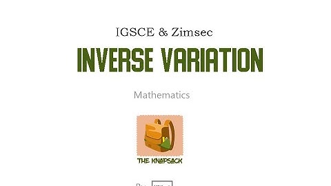 Inverse Variation | O level Worksheet Example
