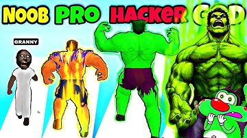 NOOB vs PRO vs HACKER In MUSCLE RUN With Oggy SHINCHAN And CHOP #noob #hacker #pro #chop #oggy