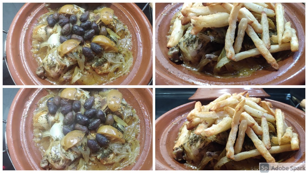 Chicken Tagine with Olives and French Fries ꧁꧂ طاجين بالدجاج والفريت