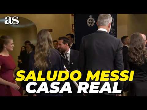 El SALUDO de MESSI con los REYES de ESPAÑA, la PRINCESA LEONOR y la INFANTA SOFÍA