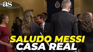 El SALUDO de MESSI con los REYES de ESPAÑA, la PRINCESA LEONOR y la INFANTA SOFÍA
