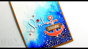 Watercolor background with Distress Inks and Color Throwdown