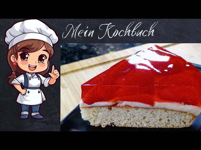 Köstliche Erdbeertorte mit Vanillepudding und Biskuit