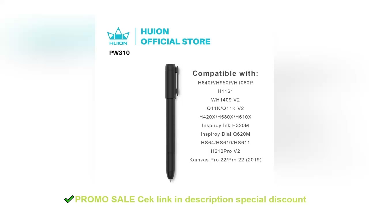 HUION Scribo PW310 Digital Neutral Battery-free Pen 8192 Levels for HS611/HS64/HS610/Q620M/H610PRO V
