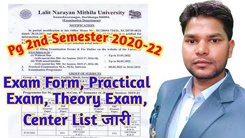 Lnmu Pg 2nd semester exam date जारी, Lnmu Pg/Ma/MSc/Mcom Exam Date and center list 2020-22