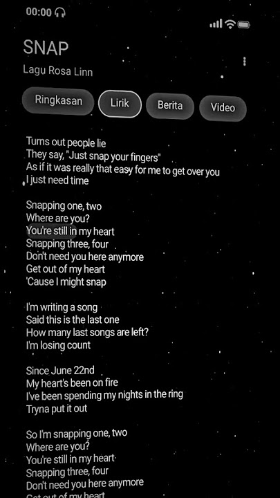 Lirik lagu dari judul (SNAP) by : Feliaa