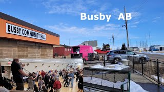 Wayne Felske Playing the Accordion & Fiddle In Busby.  March 26, 2023