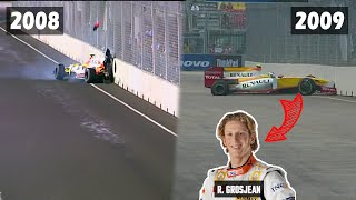 Romain Grosjean repeats Piquet crash at the same corner - 2009 Singapore GP FP1