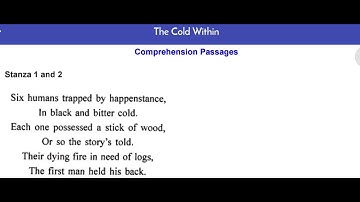 The Cold Within Poem all Questions answer