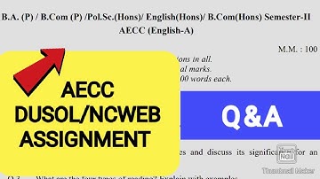 AECC English Assignment Questions & Answers | DUSOL/NCWEB|LATEST UPDATE-June-25 @studywithus (set-B)