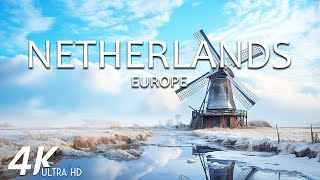 FLYING OVER NETHERLANDS (4K Video UHD) - Soothing Music With Beautiful Nature Film For Stress Relief