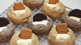 [Easy to learn] Make 2 flavors of smores cookies with one dough. (Oreo, Lotus)