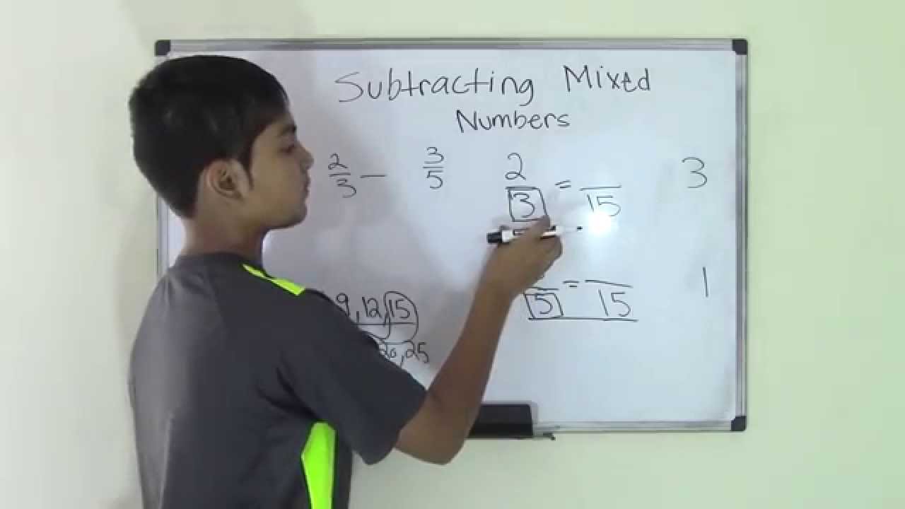 5th grade math subtract mixed numbers youtube