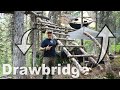 Drawbridge Build For The Bushcraft Tree house Day 26 of 30 Day Survival Challenge Canadian Rockies