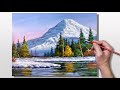 Acrylic Painting Winter Reflection Landscape
