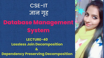 Lecture-40 Lossless Join Decomposition II Dependency Preserving Decomposition   By-Sonika Bhatnagar