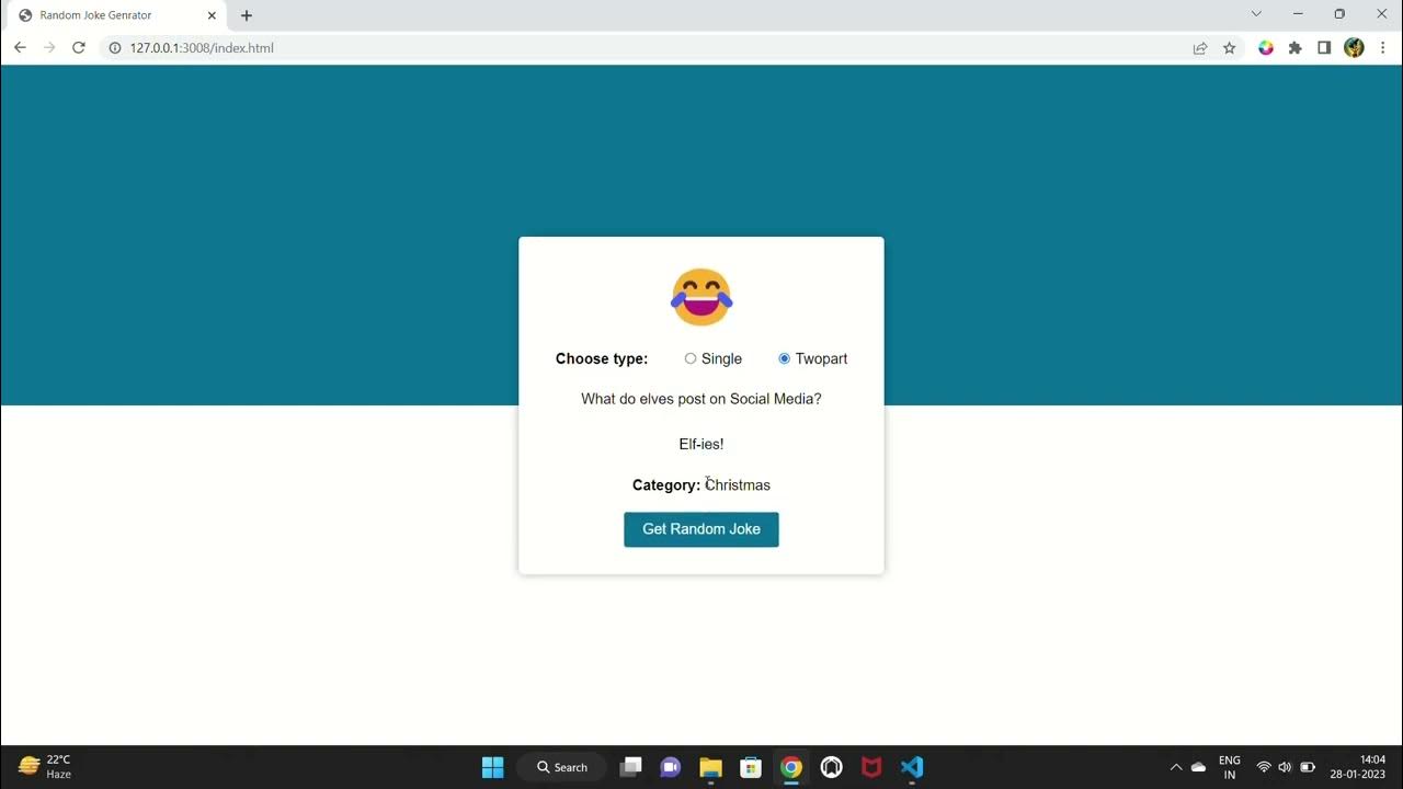 random joke genrator html css and javascript - YouTube