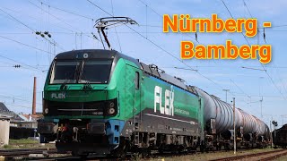 Führerstandsmitfahrt von Nürnberg Hauptgüterbahnhof nach Bamberg mit der Baureihe 192