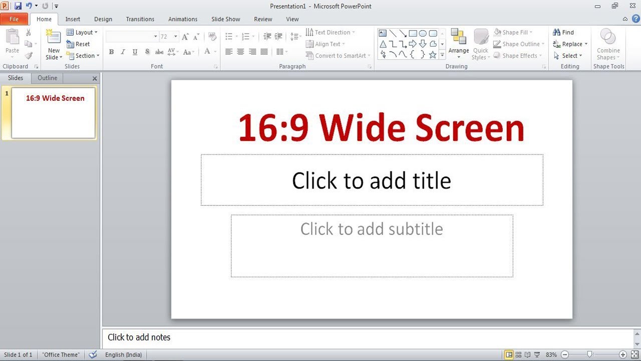 presentation widescreen format