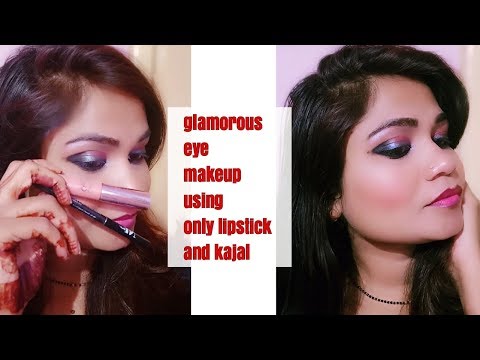 Glamorous Eye Using Only Lipstick And Kajal.