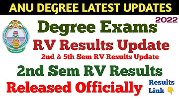 ANU degree 2nd sem RV results Released // Degree results update 2nd 5th sem RV results latest update