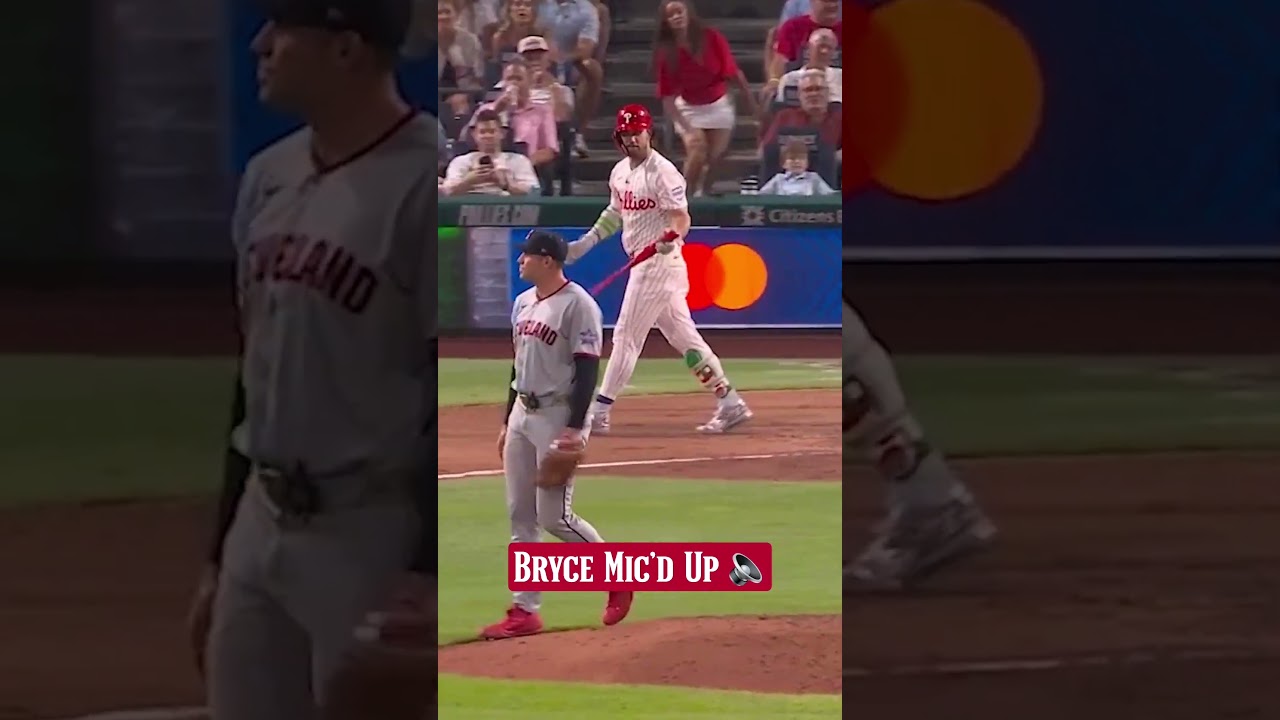 Bryce Harper was mic'd up during his strikeout against Cade Smith's nasty splitter 😭