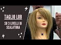 Taglio bob con ciuffo laterale: Lob su 3 livelli di scalatura