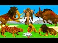 Giant Lion Tiger vs 10 Big Bull Zombie Cow Buffalo Saved By Woolly Mammoth Elephant vs Monster Lion