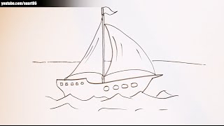 How to draw a boat on water