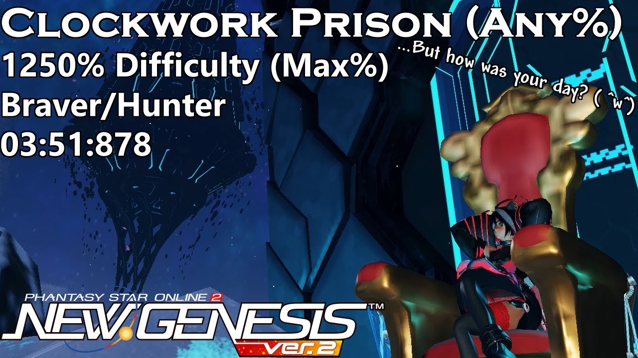 [PSo2:NGS] Clockwork Prison (Any%) MaxDifficulty Braver/Hunter (3:51: ...