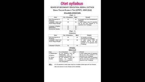 Otet syllabus || #otet #odisha