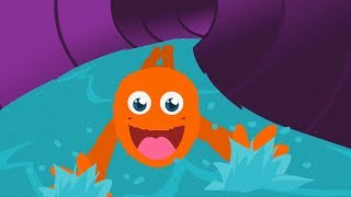 Нечеткие идет вниз огромные водные горки! 🌊 Водный парк мультфильмы 🎨 для компиляции детей!