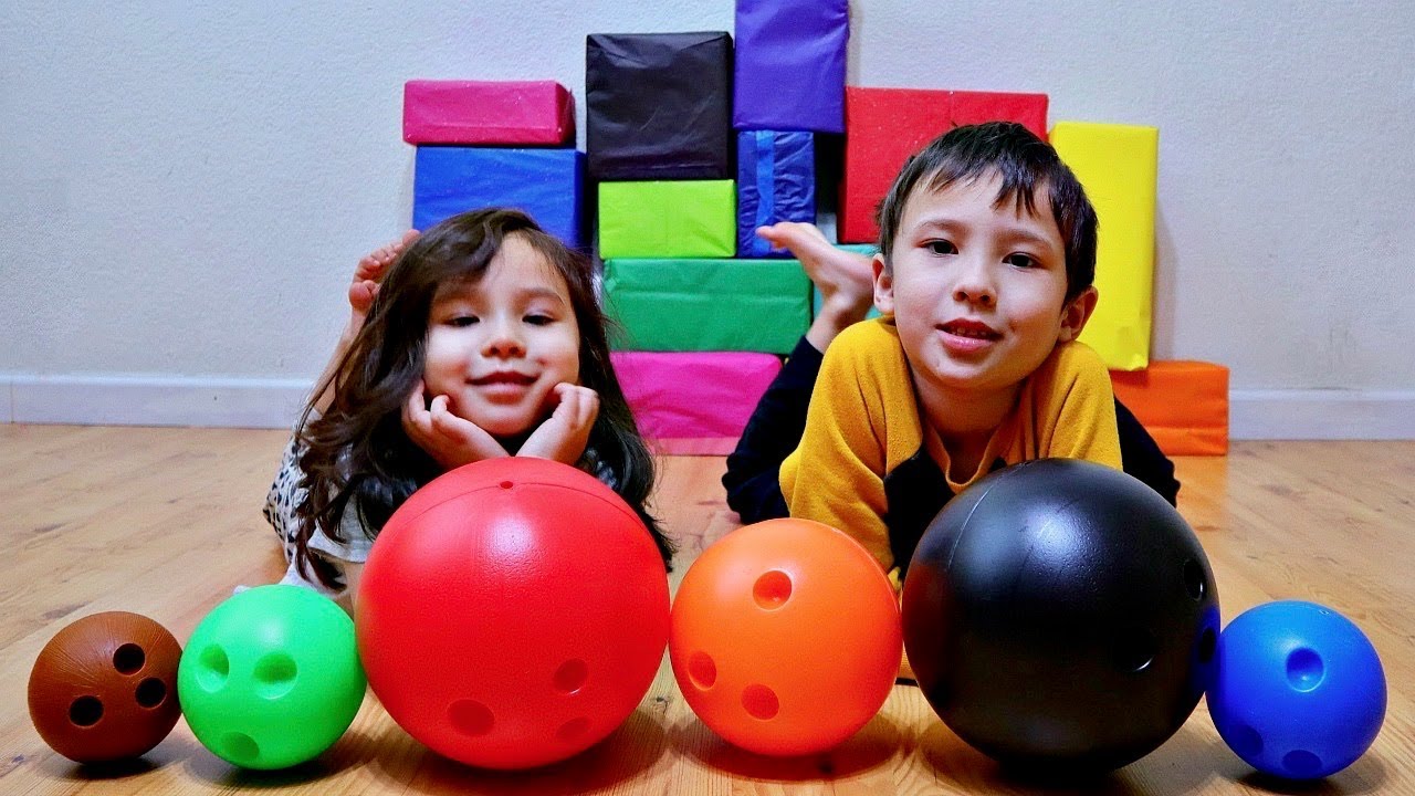 Learn Colors with Bowling Ball and Color Box Tower for Children YouTube