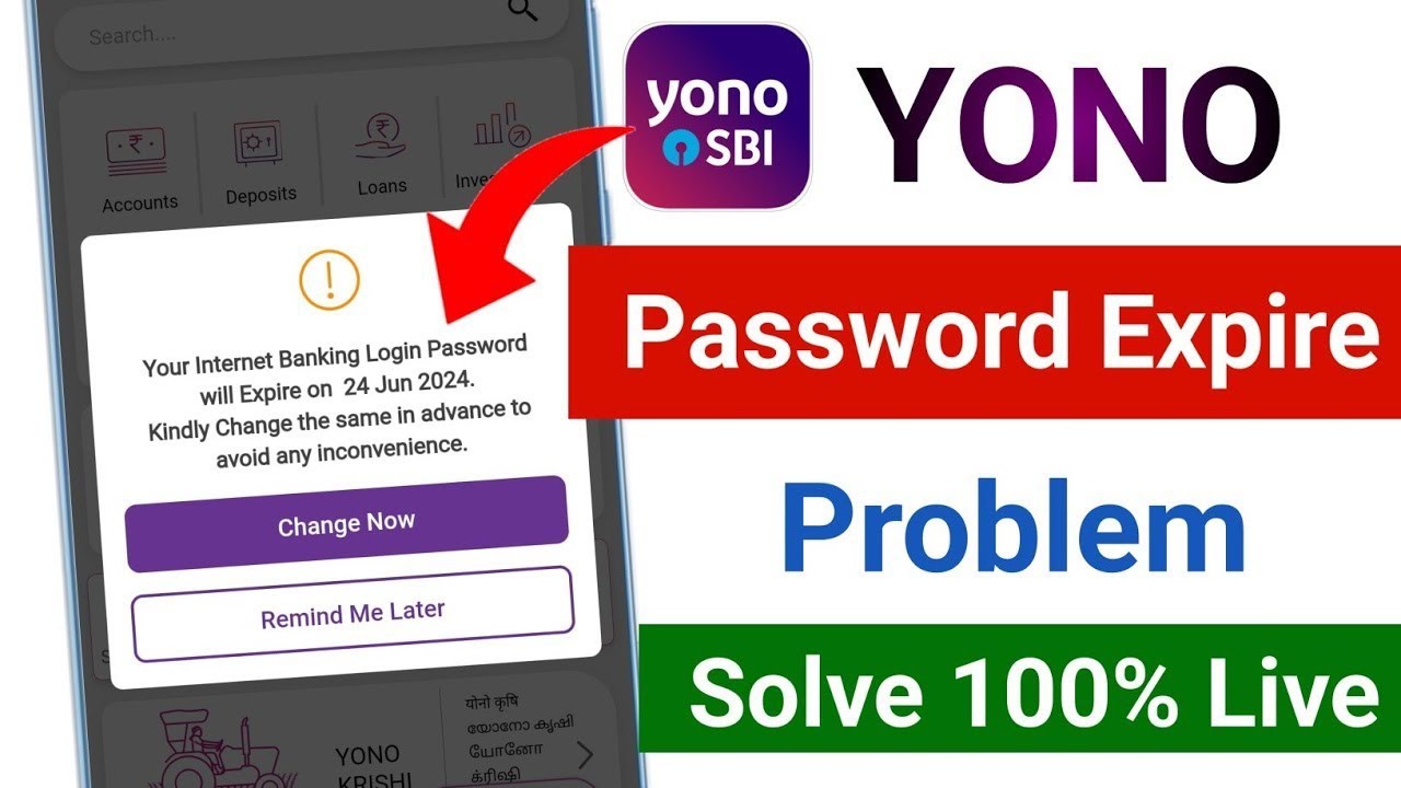 your internet banking login password will expire Problem | yono Login ...
