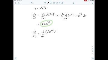 Find both first partial derivatives. z = x^{2}e^{2y} | Plainmath