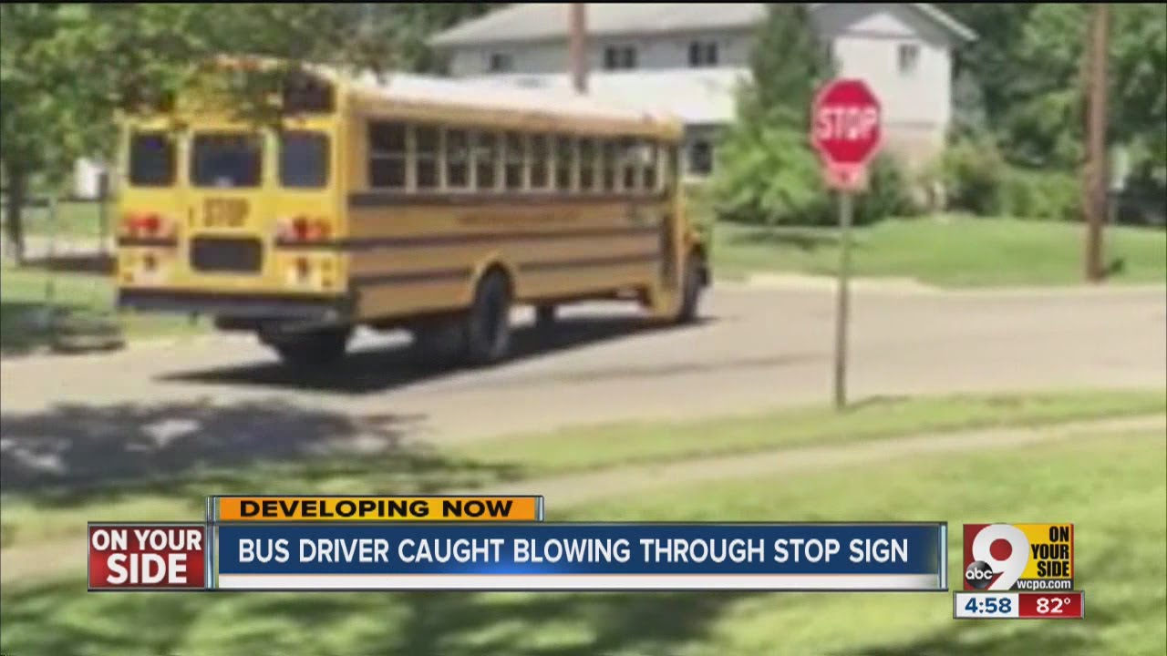 Caught on video: First Student school bus driver runs stop sign, gets ...