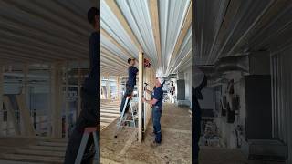 Getting the walls up and level on the shop mezzanine with the ​⁠@oxtoolsusa1798  Speed Frame Level