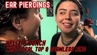 Ear Piercings Helix Conch White Opal Top Seamless Ring