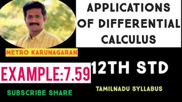 12th Std Maths Example 7.59 Find local extremum of the function f(x) = x⁴+32x