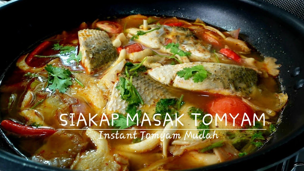 Resepi Ikan Siakap Masak Tomyam Guna Instant Paste Sedap dengan