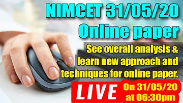NIMCET 31/05/20 Online paper Analysis