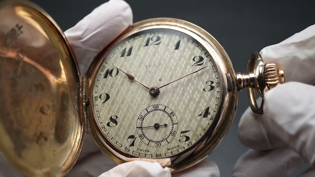 Circa 1920 Antique Tavannes Pocket Watch Gold-Filled Hunter Case