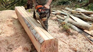 Skill in making ribs measuring 6 cm × 6 cm using a chainsaw