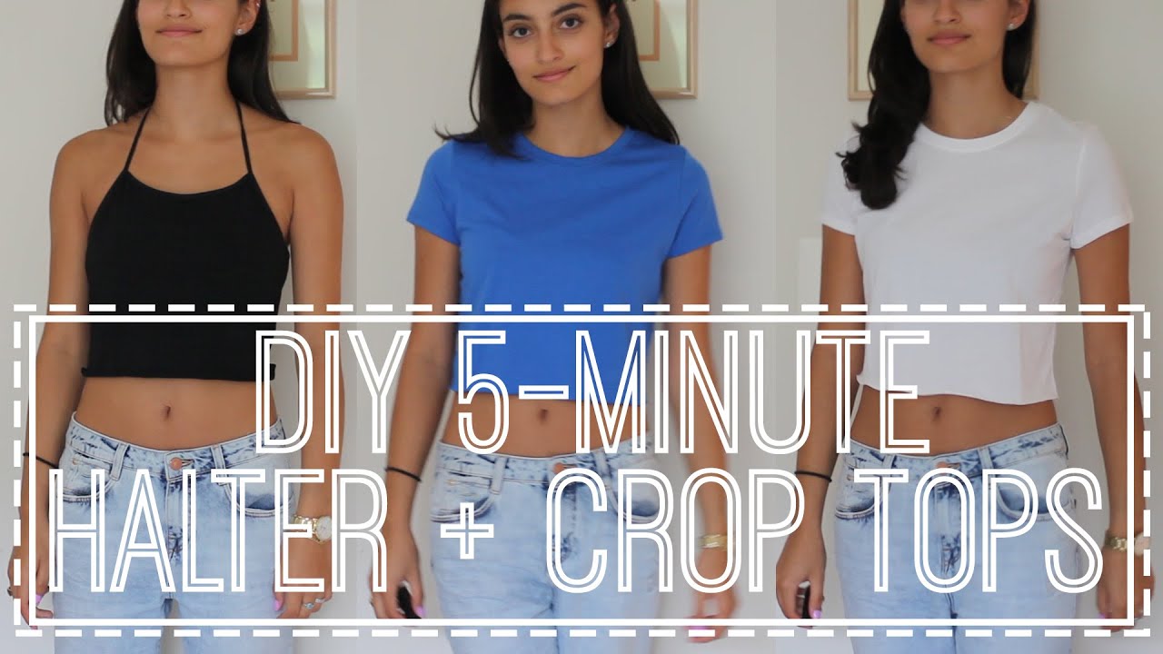 DIY 5-Minute Halter + Crop Tops - YouTube